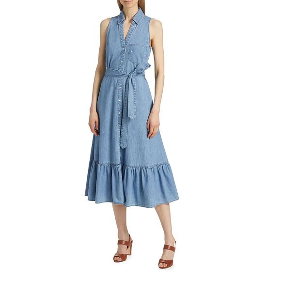 Veronica Beard Dresses & Skirts - Veronica Beard NWOT Women 10 Edwina Sleeveless Midi Shirtdress Iceberg Denim